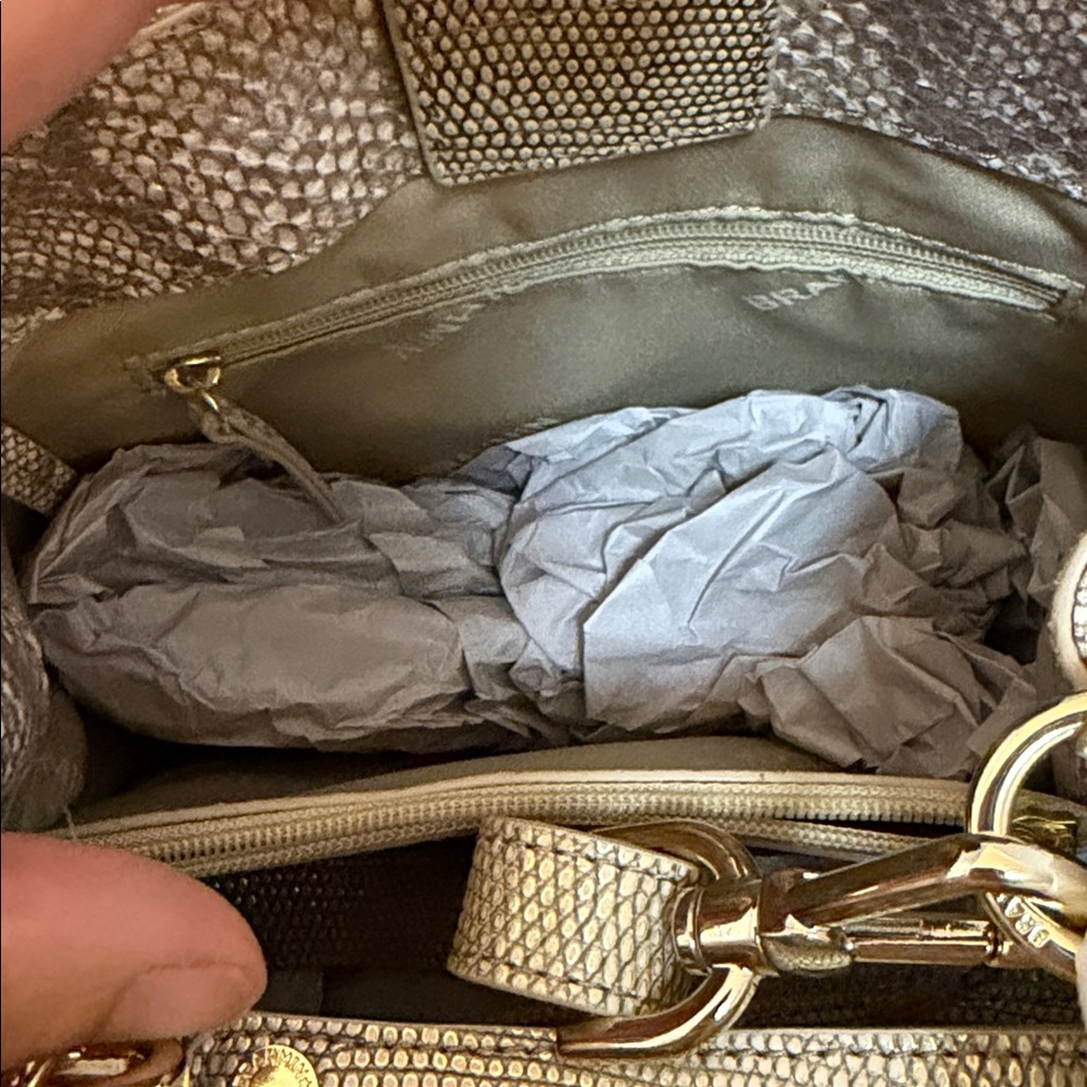 Brahmin Mod Mini Amelia Gold Blissful Snake-Embossed Satchel - Picture 3 of 6
